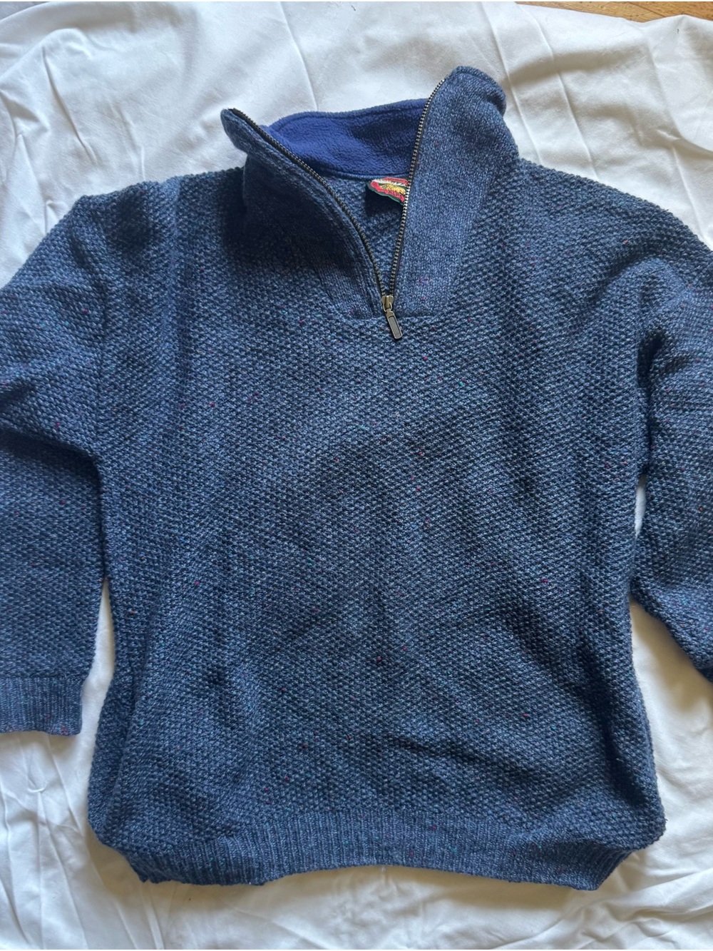 Men's Textured Half-Zip Sweater in Navy